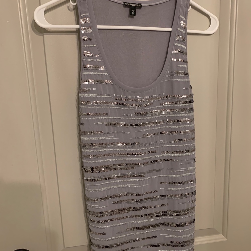 Express Sequin Tank size XS Grey
